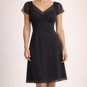 Catherine Malandrino Black Sheer Cap Sleeve Silk Dress – Size 4